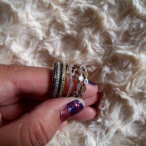 Stackable Set Of Cubic Zirconia And Silver Rings